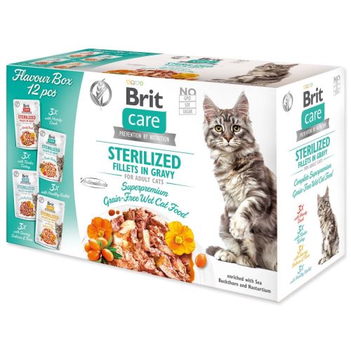 BRIT Care Cat Flavour box Sterilizált filé mártásban 4 x 3 db 1020 g