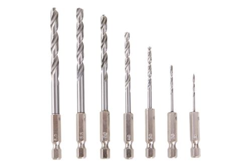 LEVIOR Fémfúró készlet HSS, hatszögletű szár 1/4" 1.5-6mm 7db akkus csavarozóhoz 20316.01