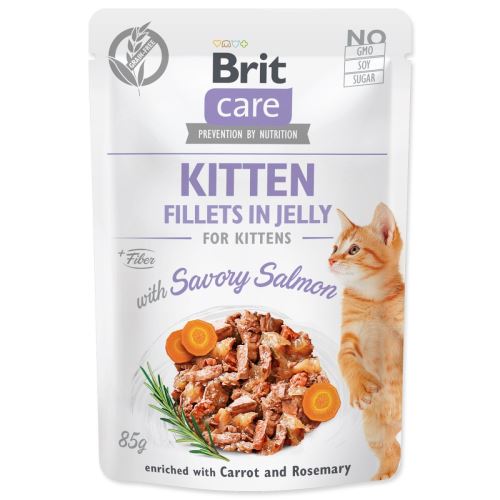 BRIT Care Cat Pouch KITTEN - Sós lazac zselében 85 g
