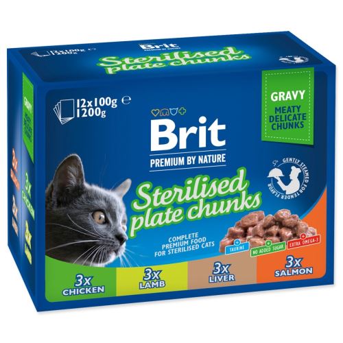 BRIT Premium by Nature macskáknak STERILIZÁLT TÁPLÁLYOS CSOMAG 12x 100 g