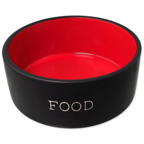 DOG FANTASY kerámia tál fekete-piros FOOD 16 x 6,5 cm 850 ml