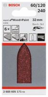 BOSCH Csiszolópapír C430, 6 db 32 mm, 60; 120; 240 2608605171