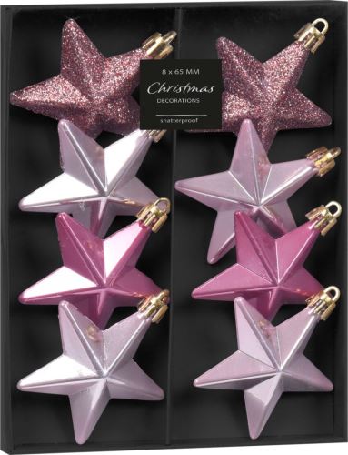 Karácsonyi csillag dekoráció 6,5cm (8db)mix rózsaszínű
