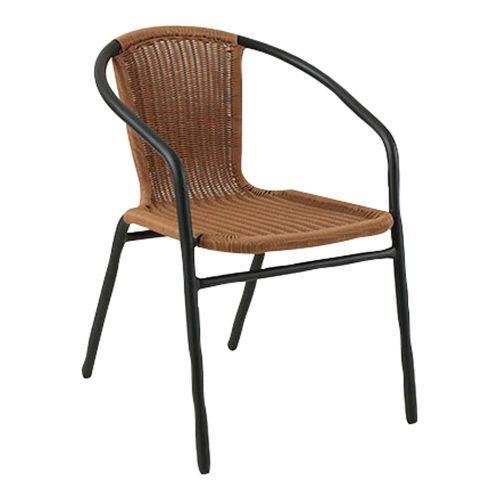 Kerti szék 55x55x73cm bézs rattan, fekete fém
