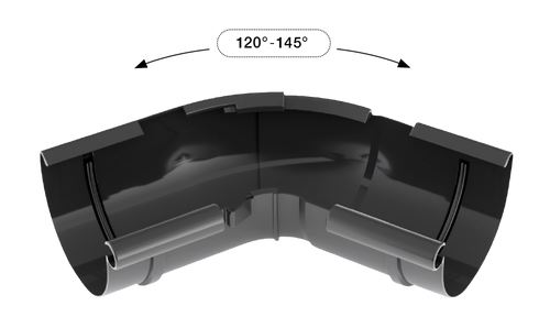 BRYZA állítható belső sarokvályú 120°-145° műanyag Ø 125 mm, réz RAL Custom