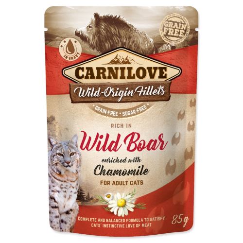 Kapszula CARNILOVE Cat Rich in Wild Boar kamillával dúsítva 85 g