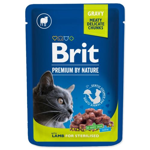 BRIT Prémium báránydarabok mártással sterilizált macskáknak 100 g