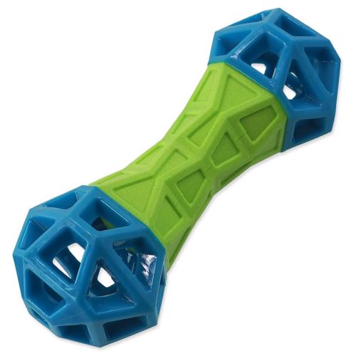 Játék KUTYA FANTASY Csont geometrikus mintákkal fütyülve zöld-kék 18 cm