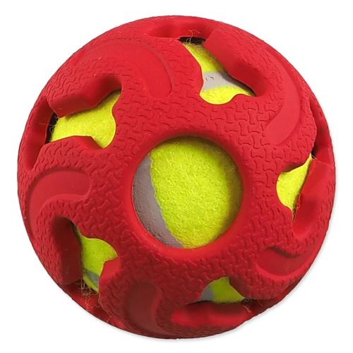 Labda DOG FANTASY gumilabda teniszlabdával piros 7,5 cm