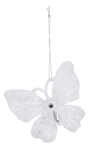 Karácsonyi pillangó dekoráció 11cm műanyag fehér (2db)