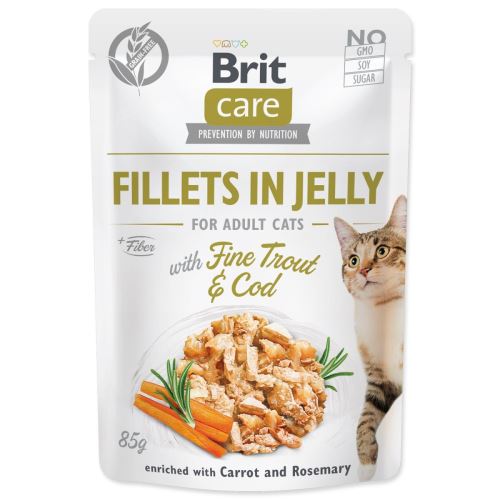 BRIT Care Cat Pouch Pisztráng és tőkehal zselében 85 g