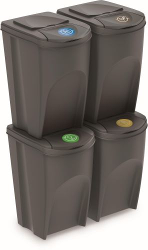 Műanyag szelektív hulladékgyűjtő szürke 4x35l