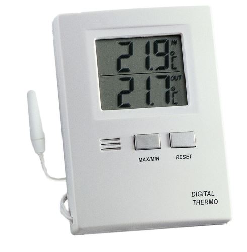 Digitális hőmérő szondával 8x6cm fehér