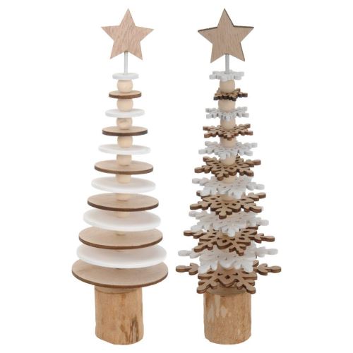Karácsonyi dekorációs fa fehér/természetes 25cm motívumok keveréke