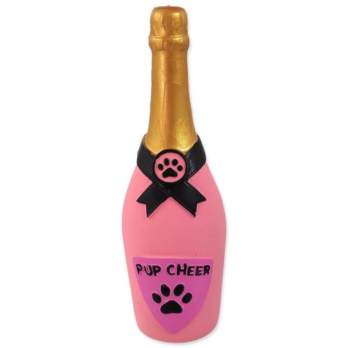 Játék DOG FANTASY Latex pezsgősüveg hanggal rózsaszín 16,5 cm