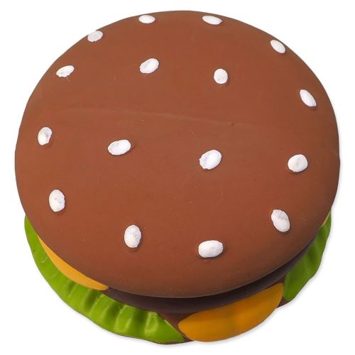 Játék DOG FANTASY latex hamburger hanggal 8 cm
