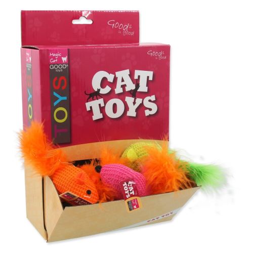 Display Toys MAGIC CAT pamut egér macskamentával és tollakkal 6 cm 40 db