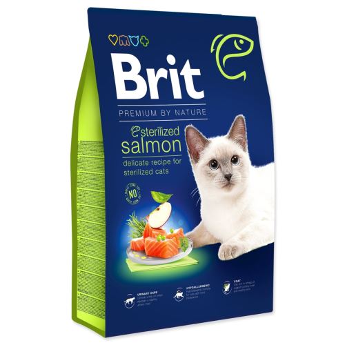 BRIT Premium by Nature Cat Sterilizált lazac 8 kg