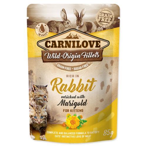 Kapszula CARNILOVE Kitten Rich in Rabbit dúsított körömvirággal 85 g