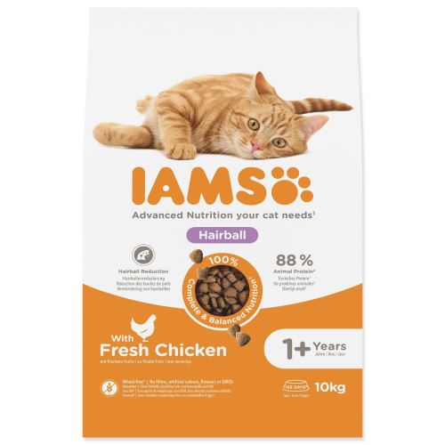 IAMS Cat Adult/Senior szőrgombóc csirke 10kg