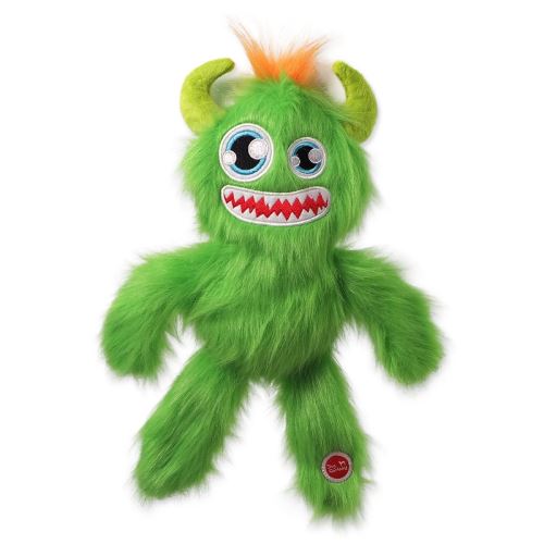 Játék DOG FANTASY Monsters szőrös madárijesztő fütyörészve zöld 35 cm