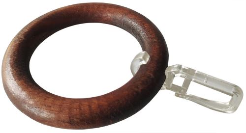 Fából készült gyűrű horoggal, dió színű (10db)