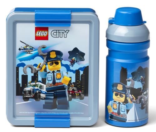 Snack doboz 20x17,3x7,1cm + palack 390ml,PP+ szilikon LEGO CITY készlet 2 db