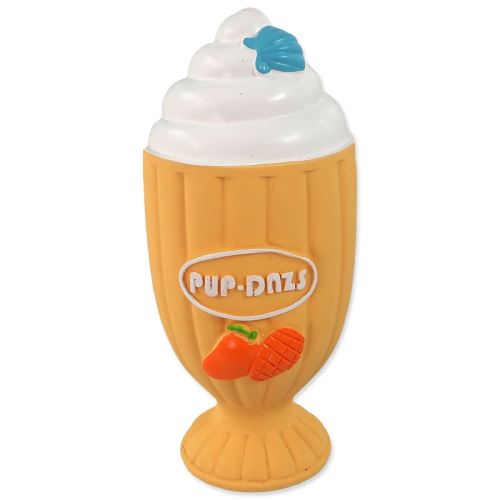 Játék DOG FANTASY Latex fagylaltos pohár hanggal narancssárga 15 cm
