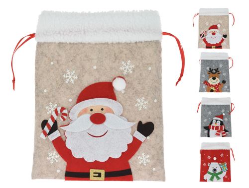 Karácsonyi táska, karácsonyi 26cm filc mix dekorációval