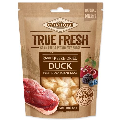 CARNILOVE True Fresh fagyasztva szárított snack DUCK 5 piros gyümölccsel 40 g