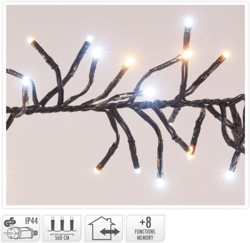 Karácsonyi fények 5,6m 768 LED hideg + meleg fehér, 8 funkcióval