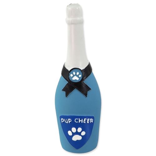 Játék DOG FANTASY Latex pezsgősüveg hanggal kék 16,5 cm