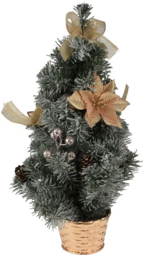 Karácsonyfa cserépben 40cm feldíszítve, színek keveréke