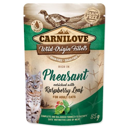 Kapszula CARNILOVE Cat Rich in Pheasant málnalevéllel dúsítva 85 g