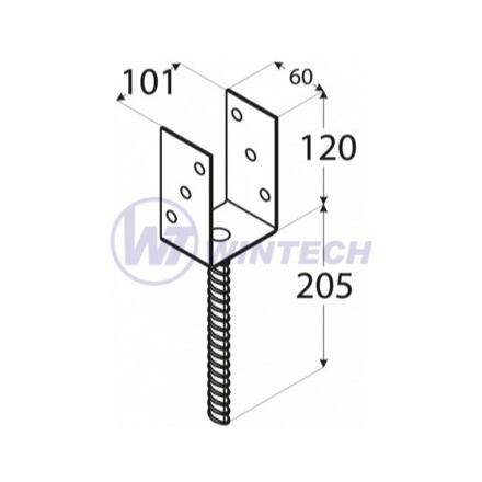 PS 100U C oszlop láb C 101x120x60x4,0 fekete / csomag 1 db